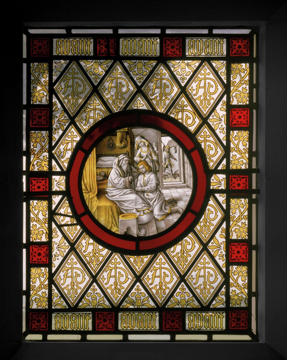 Bibliotheksfenster mit niederländischem Rundfenster von Augustus Welby Northmore Pugin
