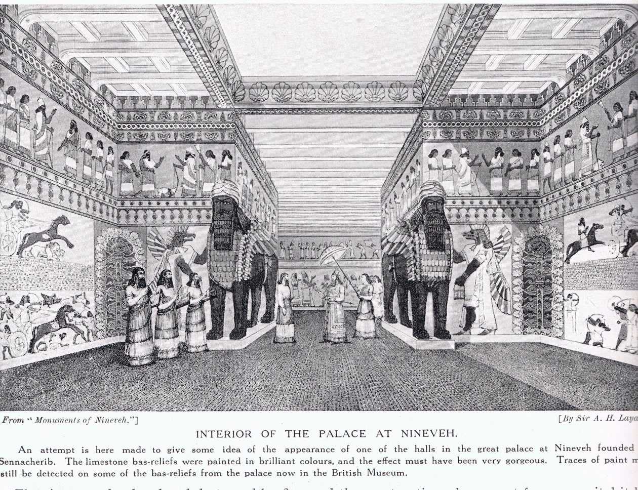 Innenansicht des Palastes von Ninive, Illustration aus 'Hutchinson's ...