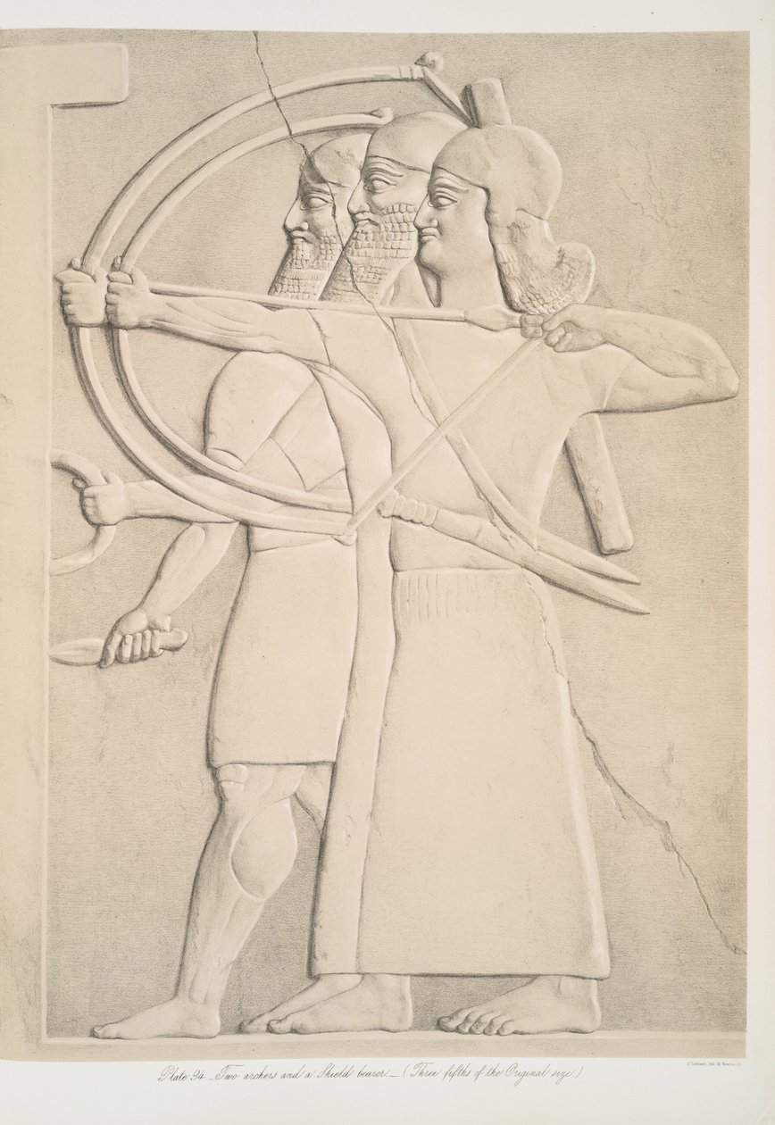 Zwei Bogenschützen und ein Schildträger, 1849 von Austen Henry Layard