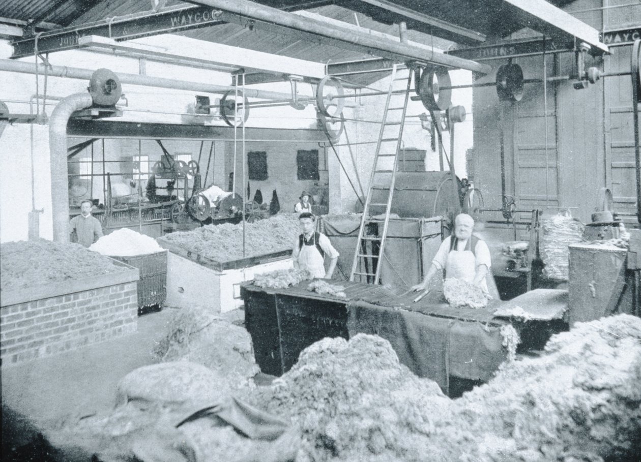 Innenansicht einer Hutmühle, Victoria, um 1900, aus 