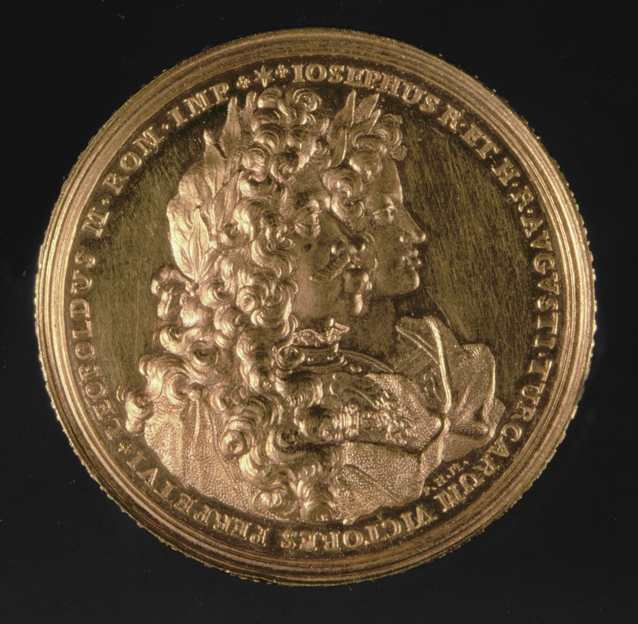Medaille mit Porträts der Heiligen Römischen Kaiser Leopold I (1640-1705) und Joseph I (1678-1711) von Philipp Heinrich, 1692 (Gold) von Austrian School