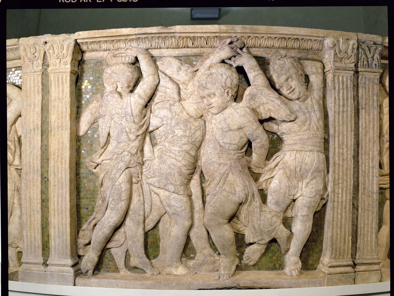 Nach der Restaurierung, Tafel Nr. IV vom äußeren Kanzel der Kathedrale von Prato von B. di Donatello and Michelozzo