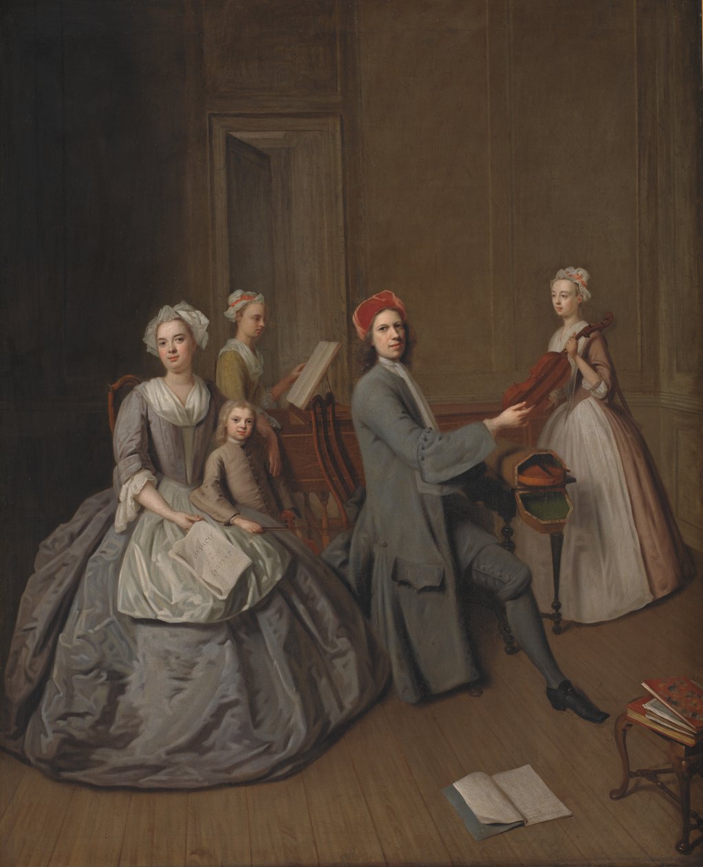 Der Künstler und seine Familie musizieren von Balthasar Denner