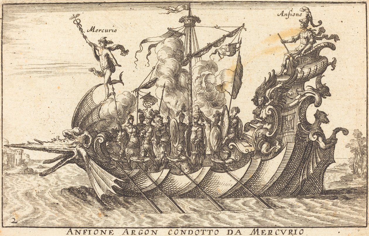 Anfione Argon geführt von Merkur von Balthasar Moncornet after Remigio Cantagallina