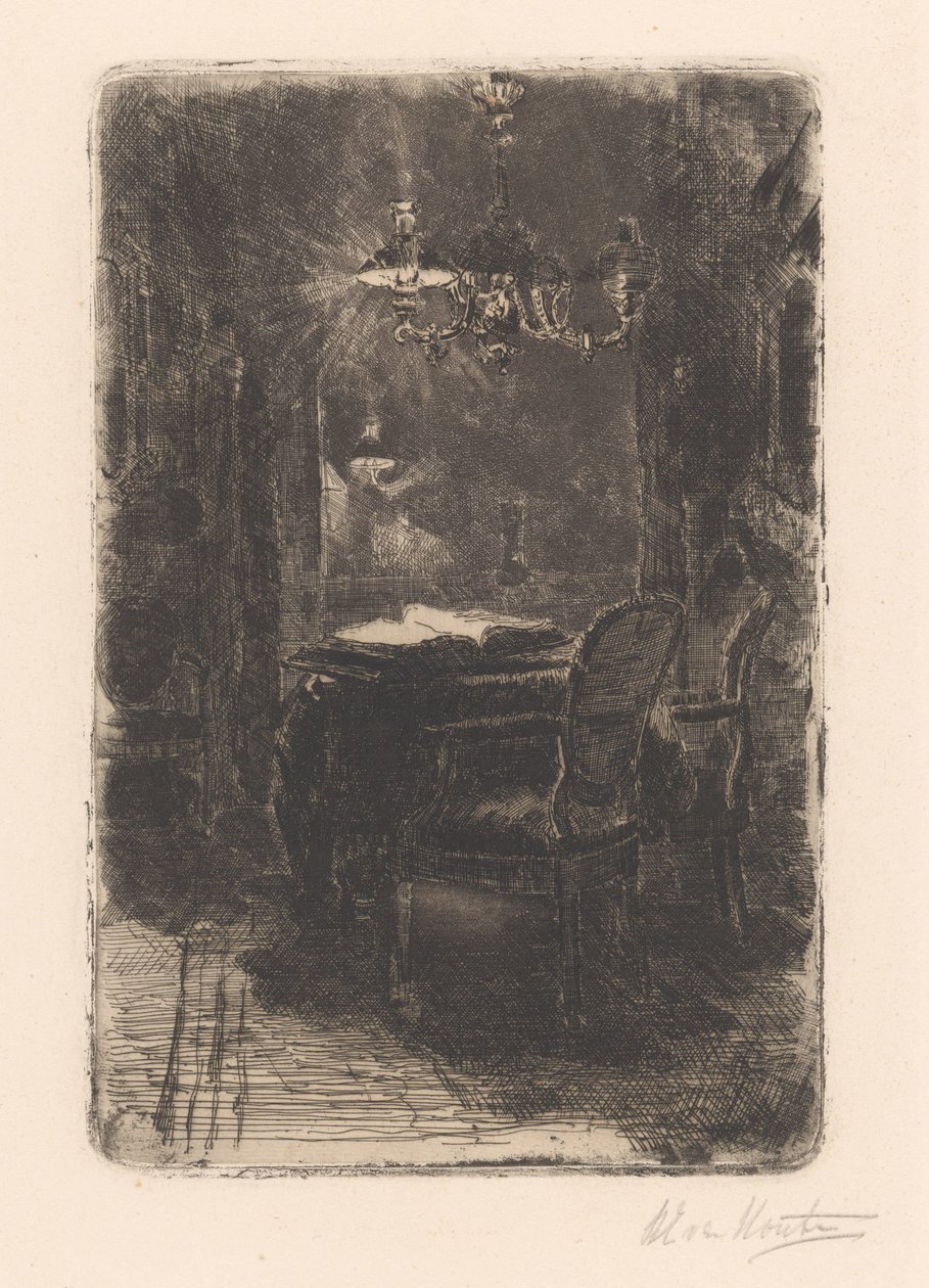 Interieur mit Spiegel und Tisch mit aufgeschlagenem Buch von Barbara Elisabeth van Houten (signed by artist)