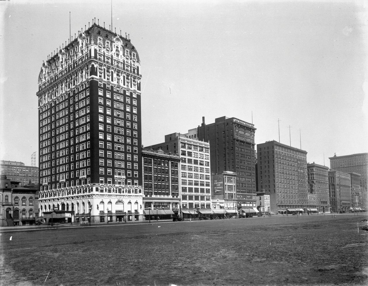 Gebäude an der Michigan Avenue von der Balbo Straße bis zur Van Buren Straße, Chicago, Illinois, USA, ca. 1905 von Barnes and Crosby