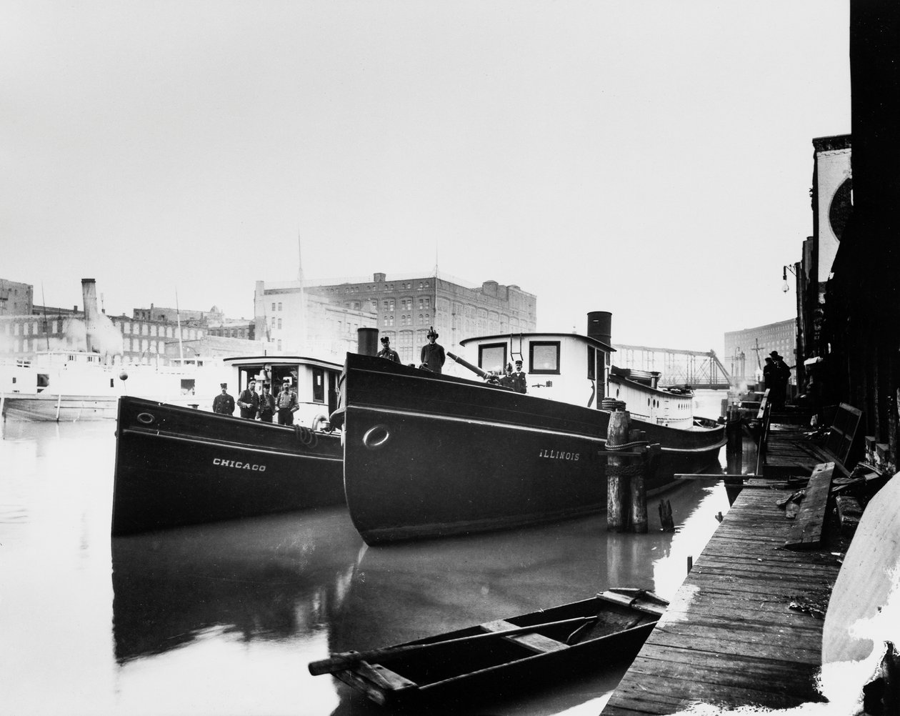 Chicago und Illinois Feuerlöschboote, Chicago, Illinois, USA, ca. 1905 (s/w Foto) von Barnes and Crosby