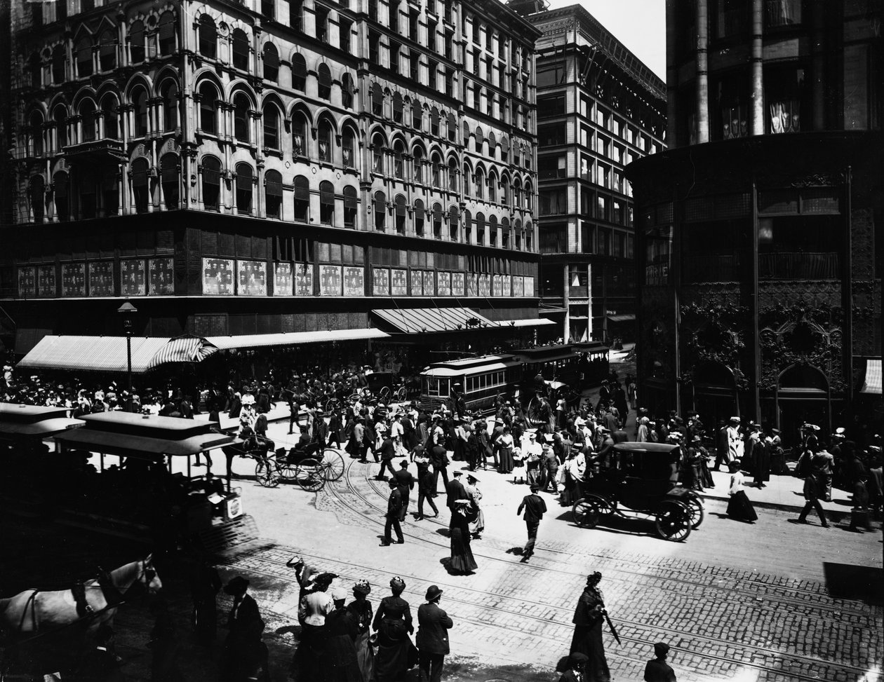 State und Madison Straßen, Chicago, Illinois, USA, ca. 1905 von Barnes and Crosby