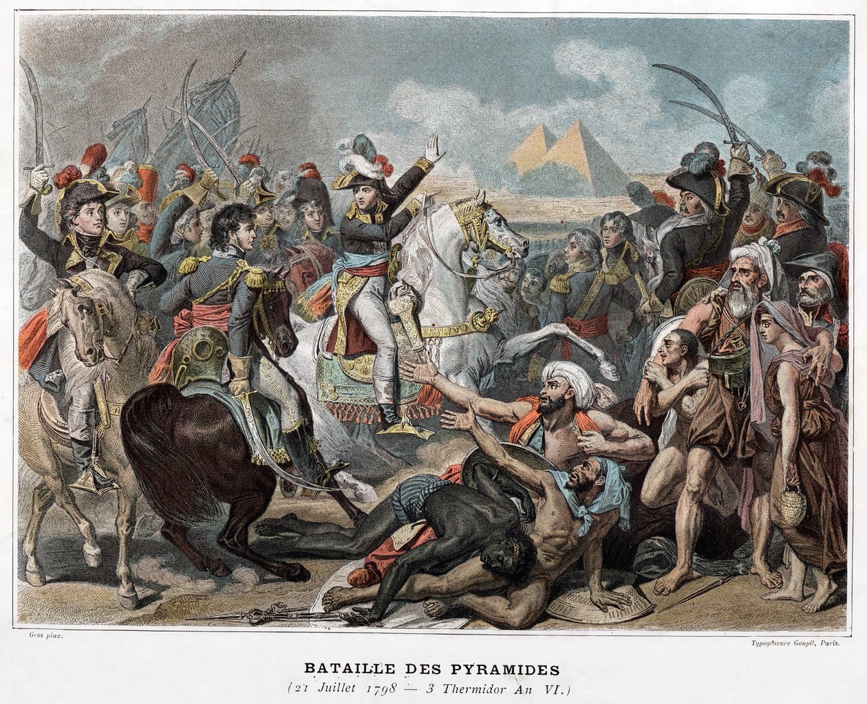 Schlacht der Pyramiden: Napoleon Bonaparte in Ägypten 1798 (Gravur) von Baron Antoine Jean (after) Gros