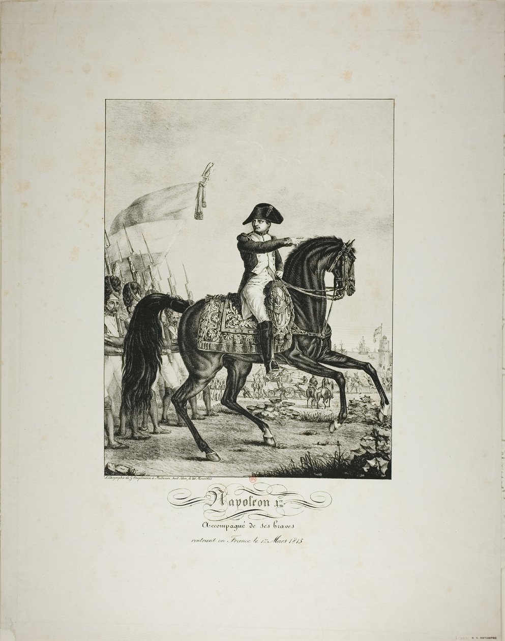 Napoleon begleitet von seinen guten Männern, Rückkehr nach Frankreich am 1. März 1815 von Baron François Pascal Simon Gérard