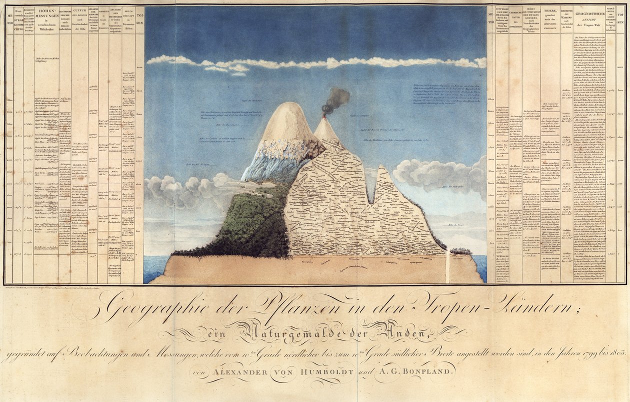 Geographie der Pflanzen in tropischen Ländern, eine Studie der Anden, gezeichnet von Schoenberger und Turpin, gedruckt von Langlois, Paris von Baron Friedrich Alexander von Humboldt