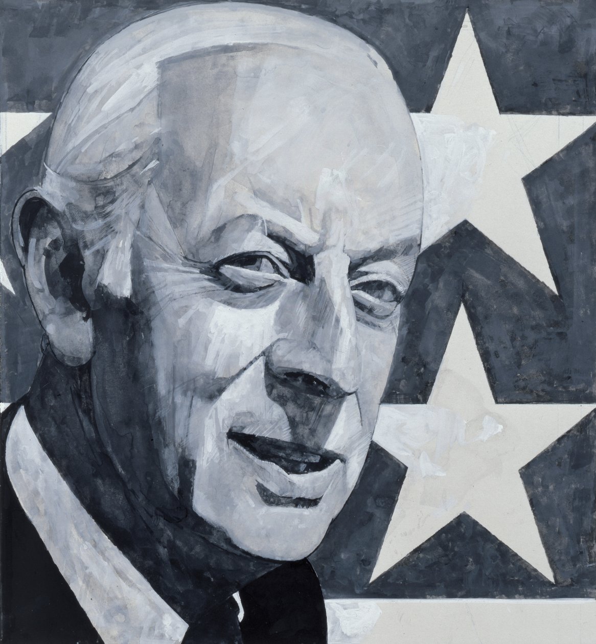 Porträt von Alistair Cooke, Illustration für The Listener, 1970er von Barry Fantoni