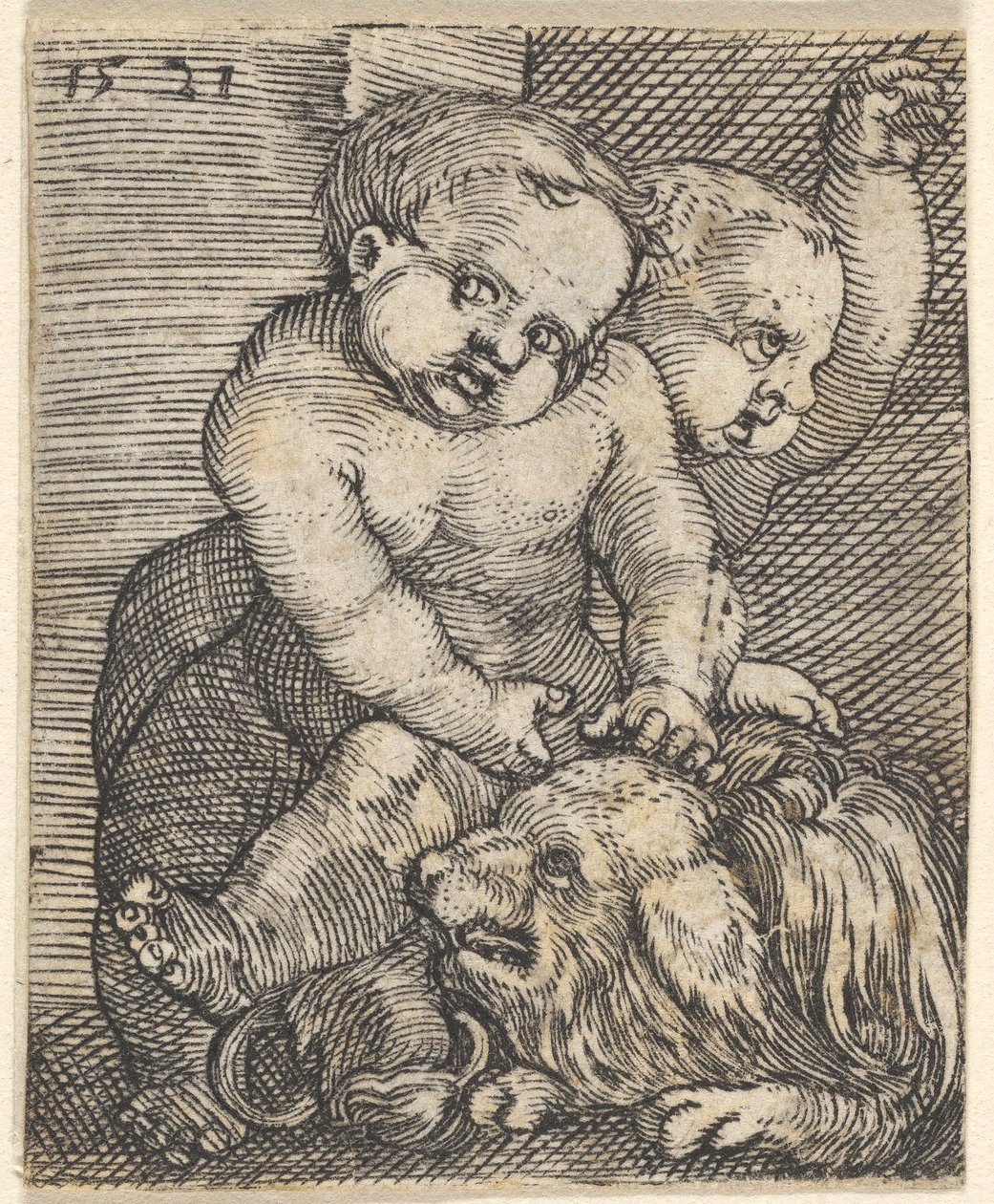 Zwei Jungen spielen mit einem Hund, Mitte des 16. Jahrhunderts von Barthel Beham