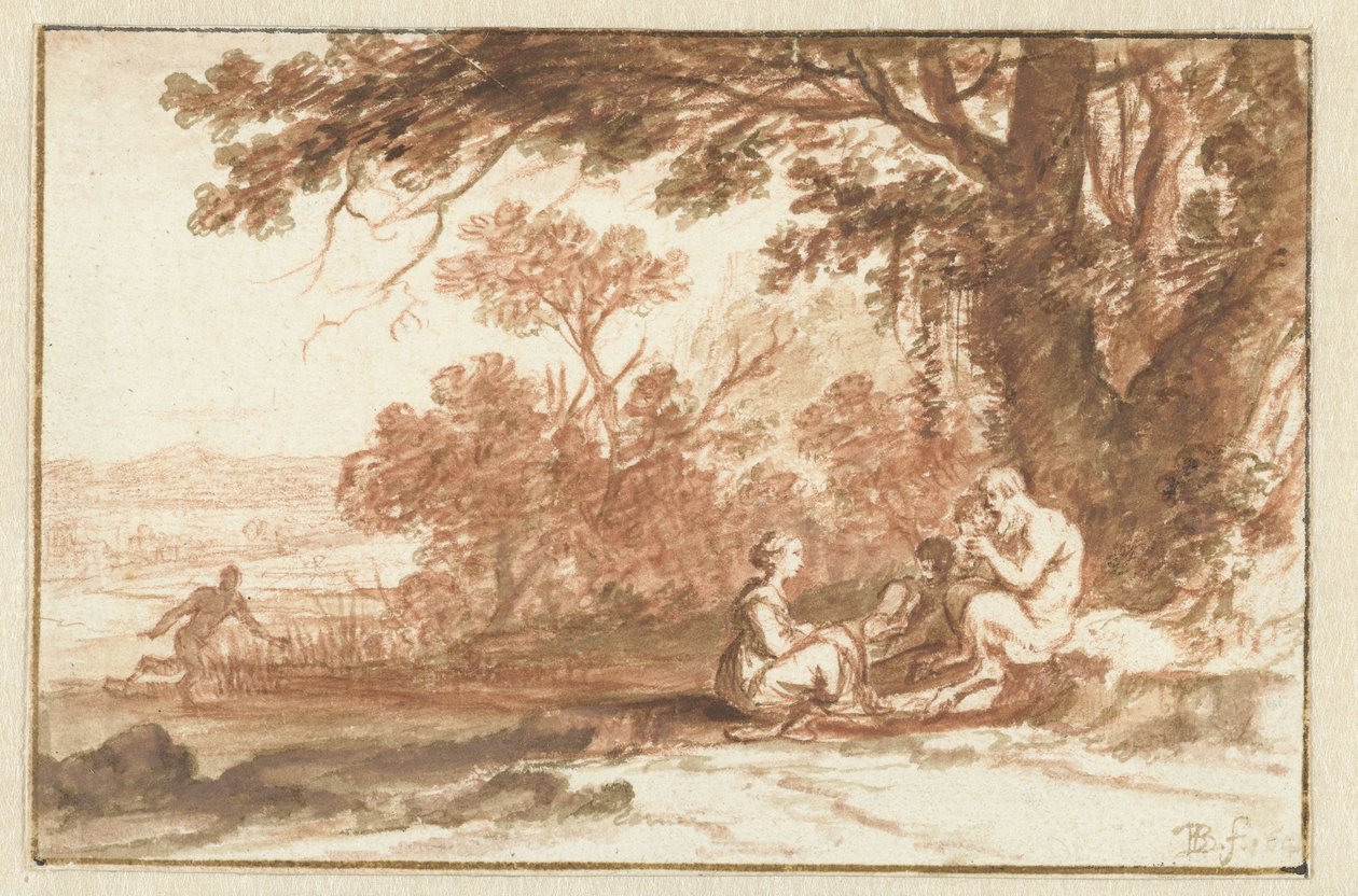 Landschaft mit der Nymphe Corsica und dem Satyr von Bartholomeus Breenbergh