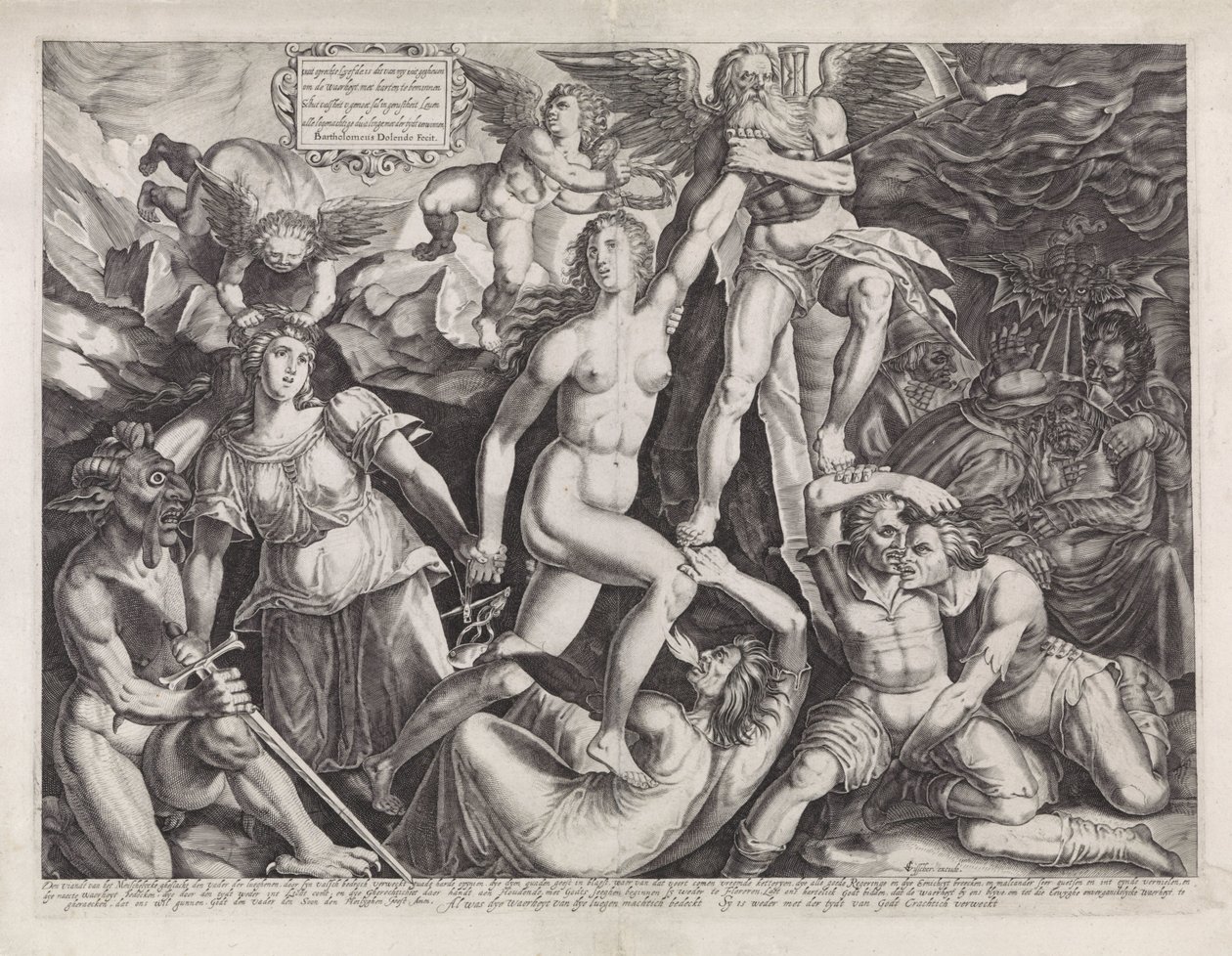 Die Zeit bringt die Wahrheit ans Licht mit Hilfe der Gerechtigkeit von Bartholomeus Willemsz. Dolendo