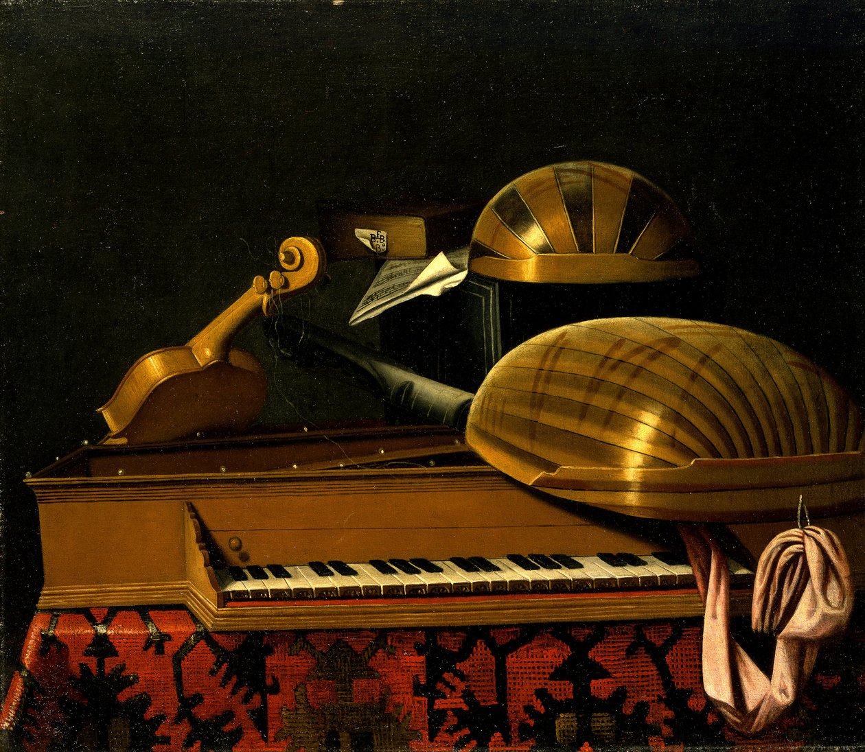 Stillleben mit Musikinstrumenten und Büchern, Mitte des 17. Jahrhunderts von Bartolomeo Bettera