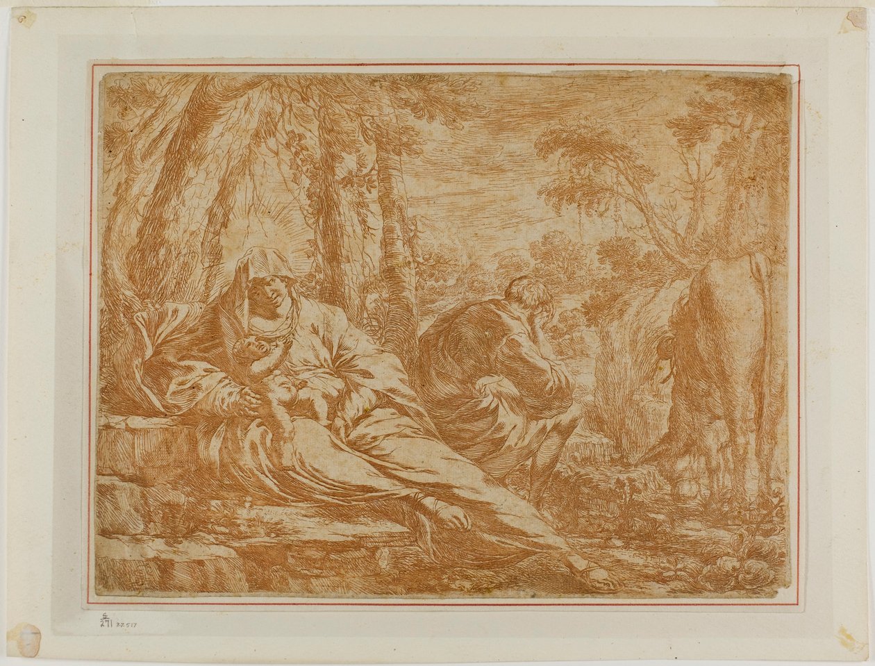 Ruhe auf der Flucht nach Ägypten von Bartolomeo Biscaino
