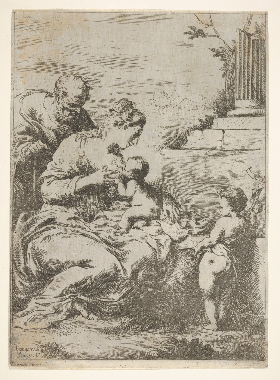 Die Heilige Familie mit dem kleinen Johannes dem Täufer, 1650-57 von Bartolomeo Biscaino