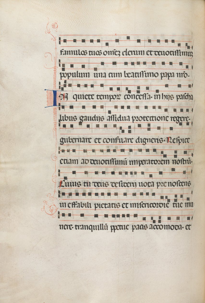 Missale: Fol. 157v: Musik für Exultet, 1469 von Bartolomeo Caporali