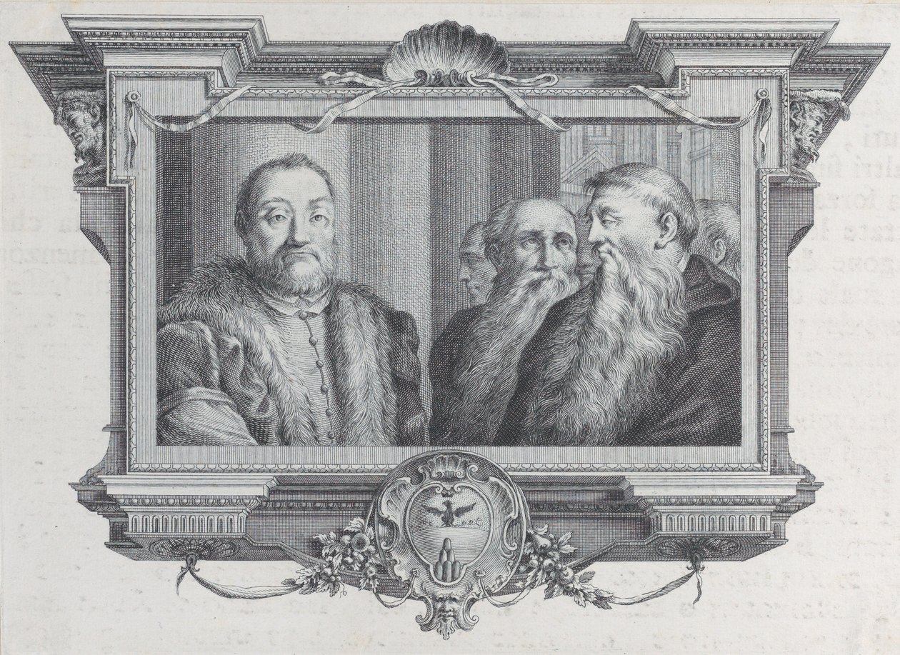 Drei bärtige Männer, einer trägt Pelz, 1756. Schöpfer: Bartolomeo Crivellari, Gabriel Söderling von Bartolomeo Crivellari, Gabriel Söderling