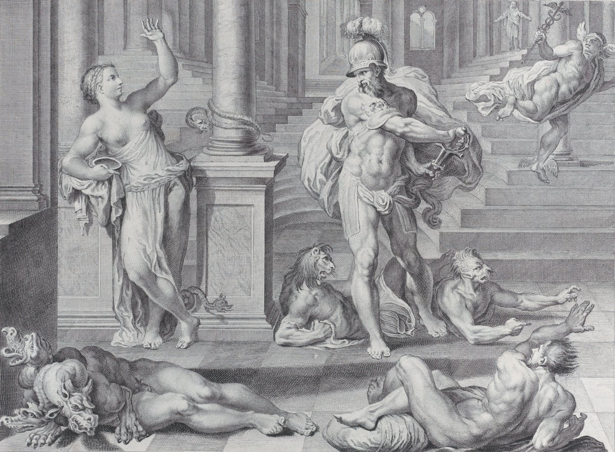 Tafel 10: Odysseus zwingt Circe, die menschlichen Gestalten seiner Gefährten wiederherzustellen, die sie verwandelt hatte, 1756 von Bartolomeo Crivellari