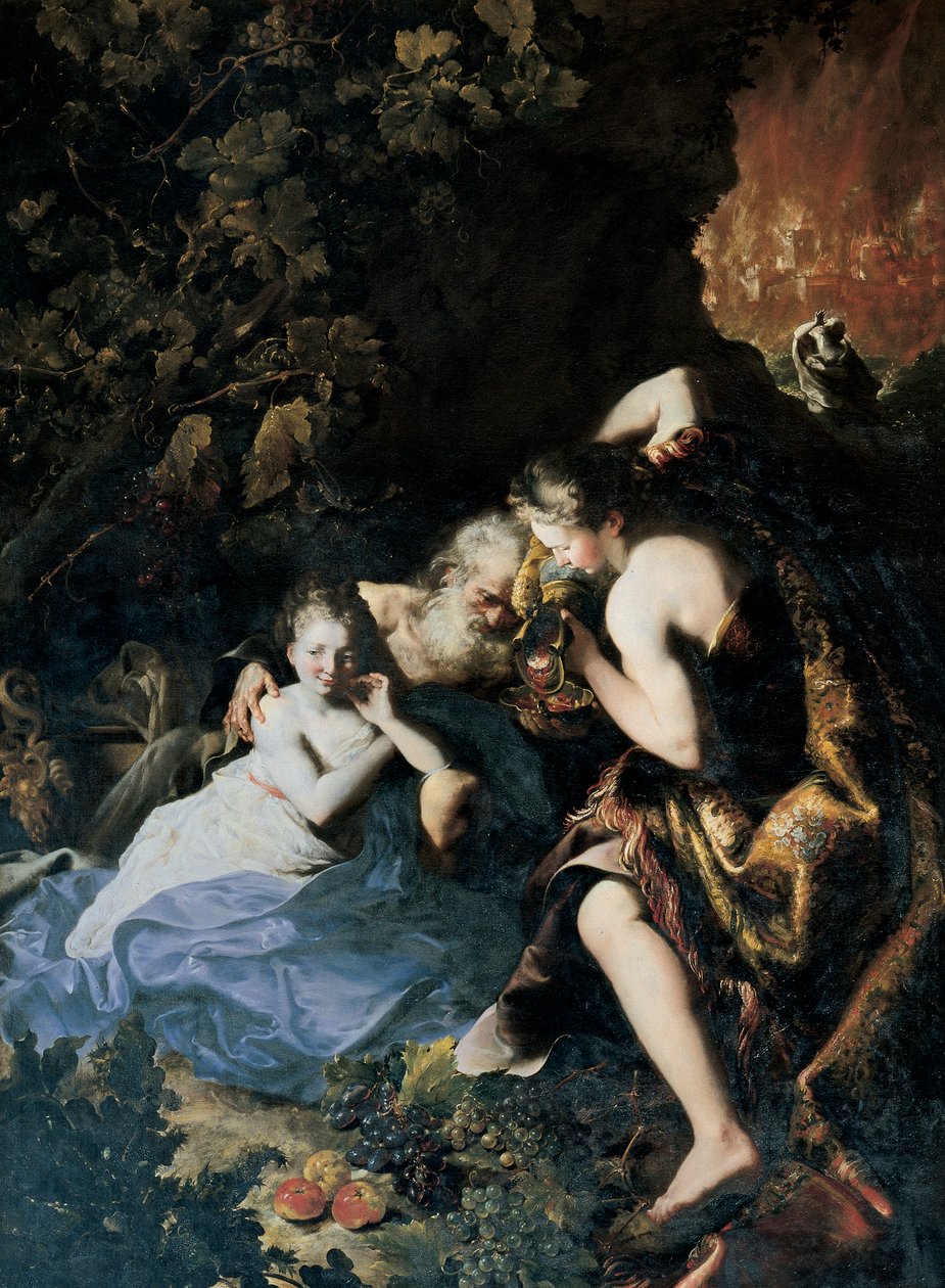 Lot von seinen Töchtern betrunken gemacht von Bartolomeo Guidobono