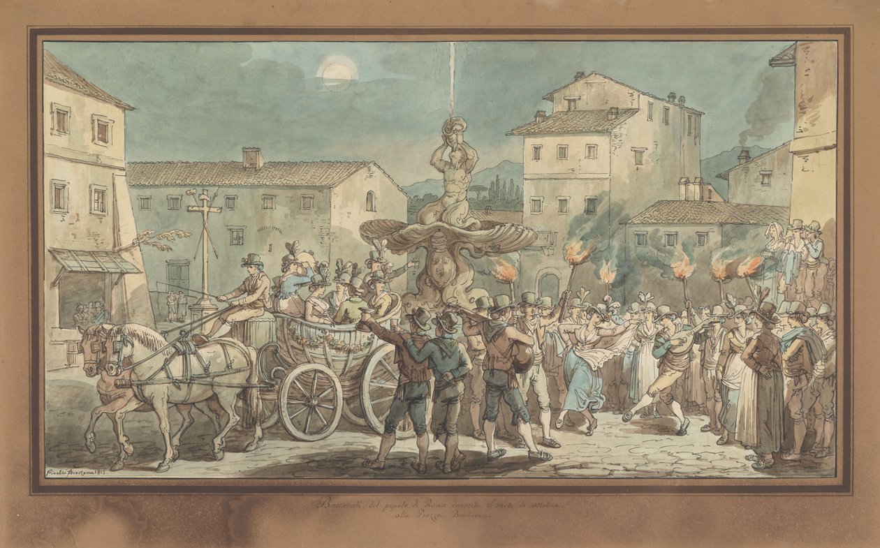 Berninis Triton-Brunnen, Illustration für Römische Kostüme und Bräuche von Bartolomeo Pinelli