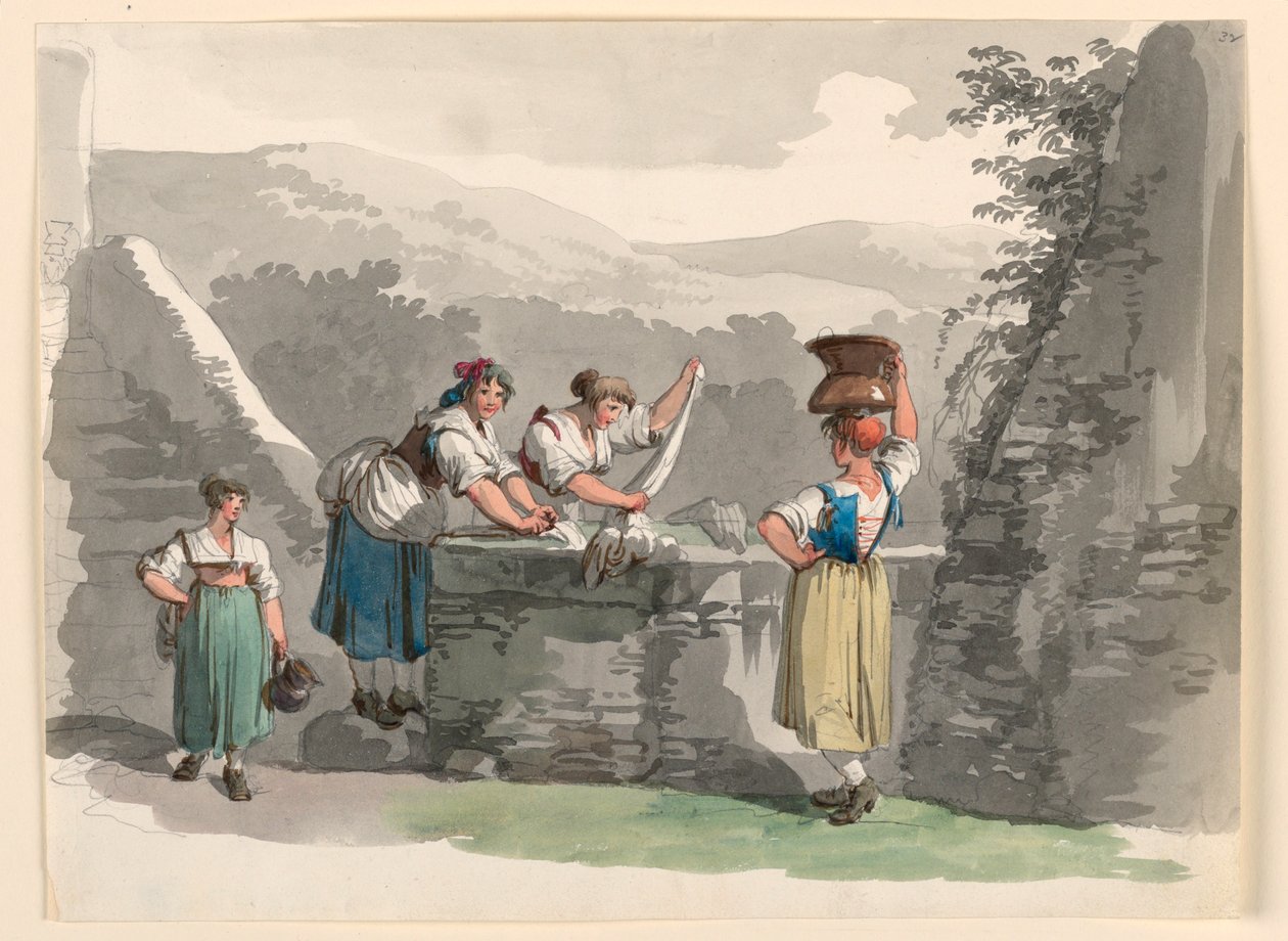 Wäsche in den Bergen bei Rom von Bartolomeo Pinelli