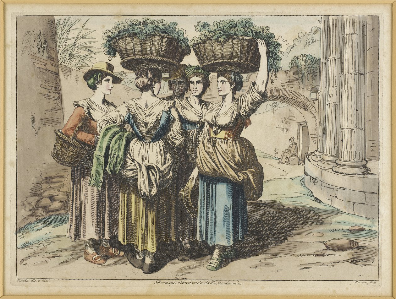 Römerinnen bei der Rückkehr von der Weinlese von Bartolomeo Pinelli