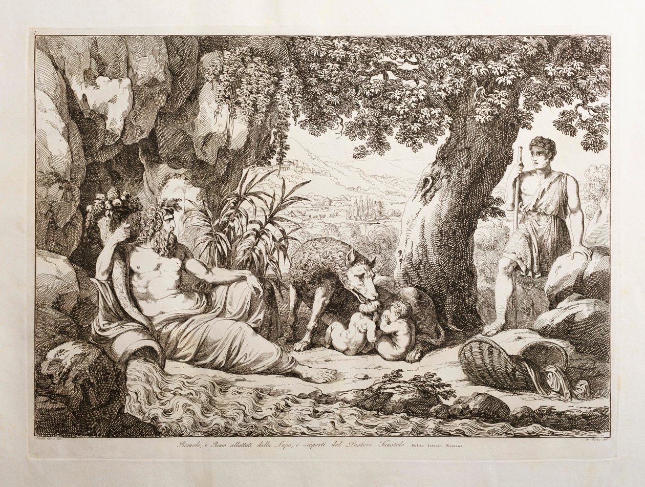 Romulus und Remus säugen die Wölfin von Bartolomeo Pinelli