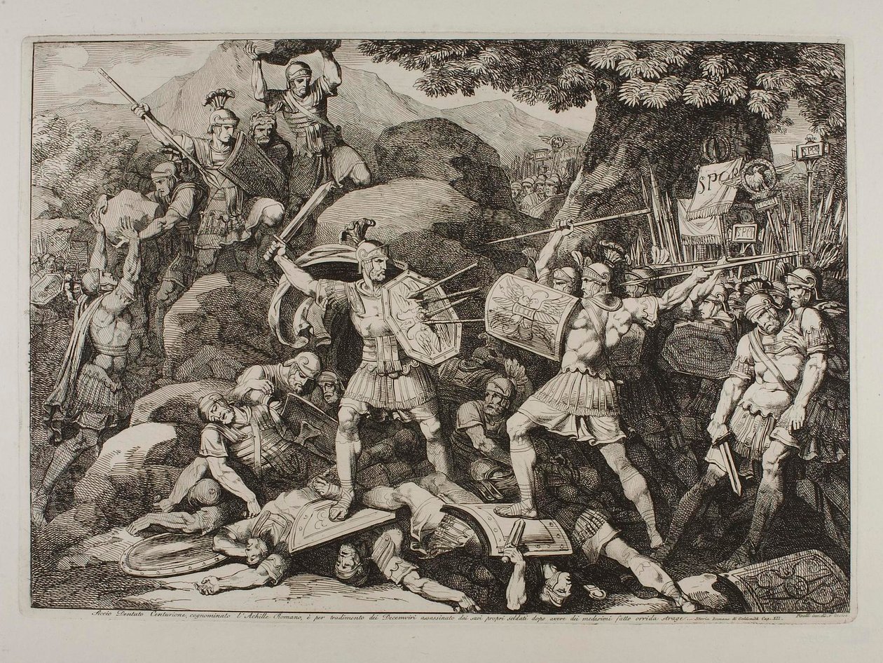 Siccio Dentato Centurione (Lucius Siccius Dentatus während des schrecklichen Kampfes) von Bartolomeo Pinelli