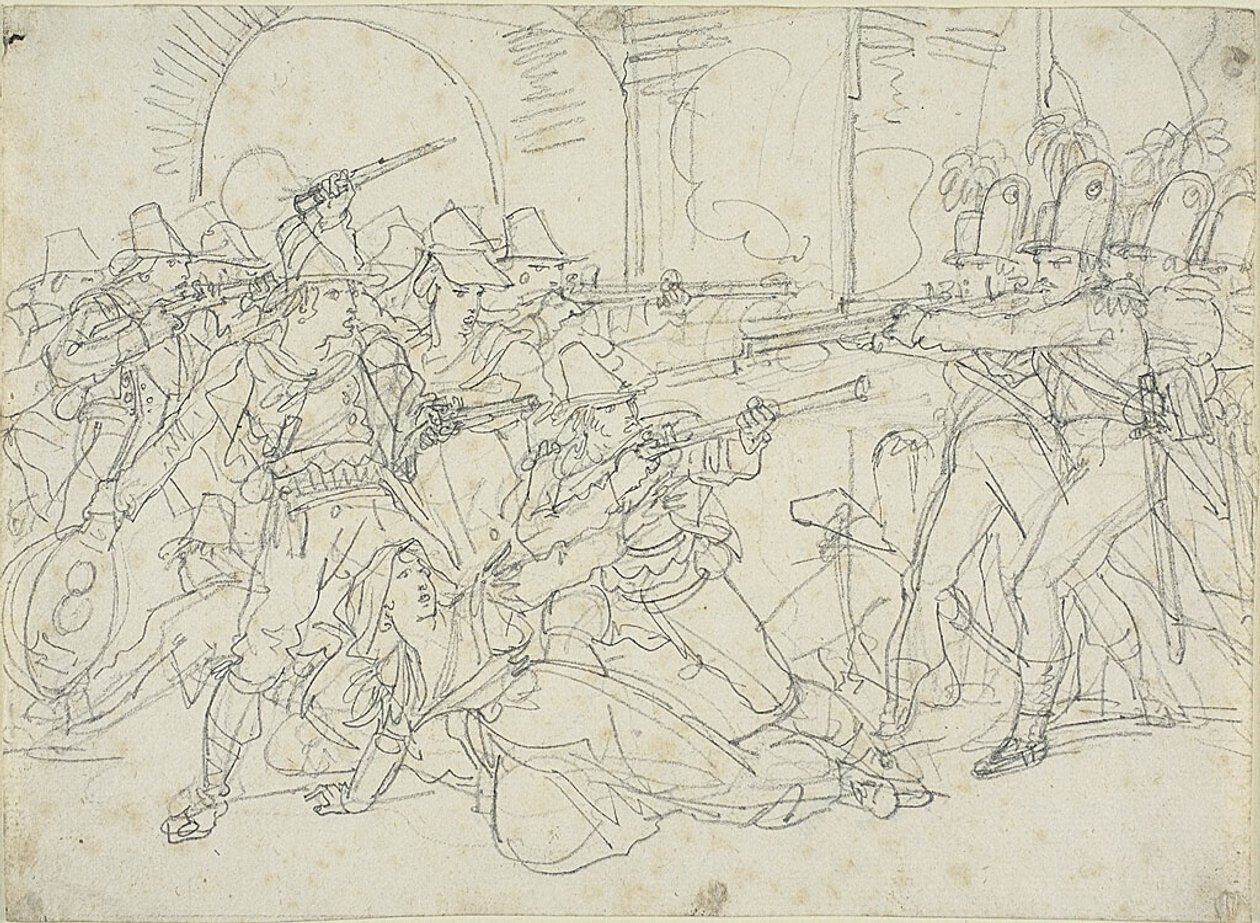 Studie zu Ereignissen aus dem Leben von Massaroni, einem italienischen Banditen von Bartolomeo Pinelli