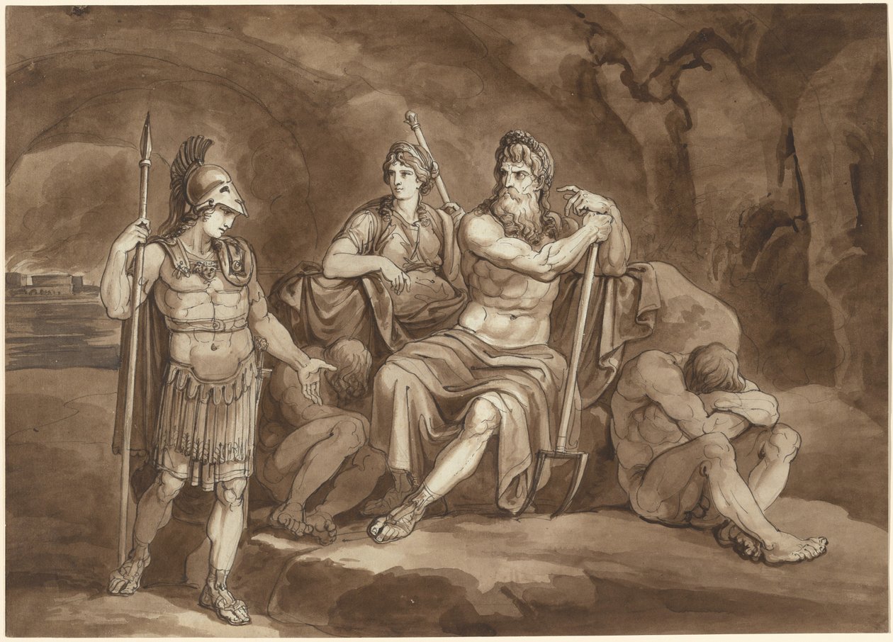 Telemachus bittet Pluto um Erlaubnis, seinen Vater in der Unterwelt zu suchen von Bartolomeo Pinelli