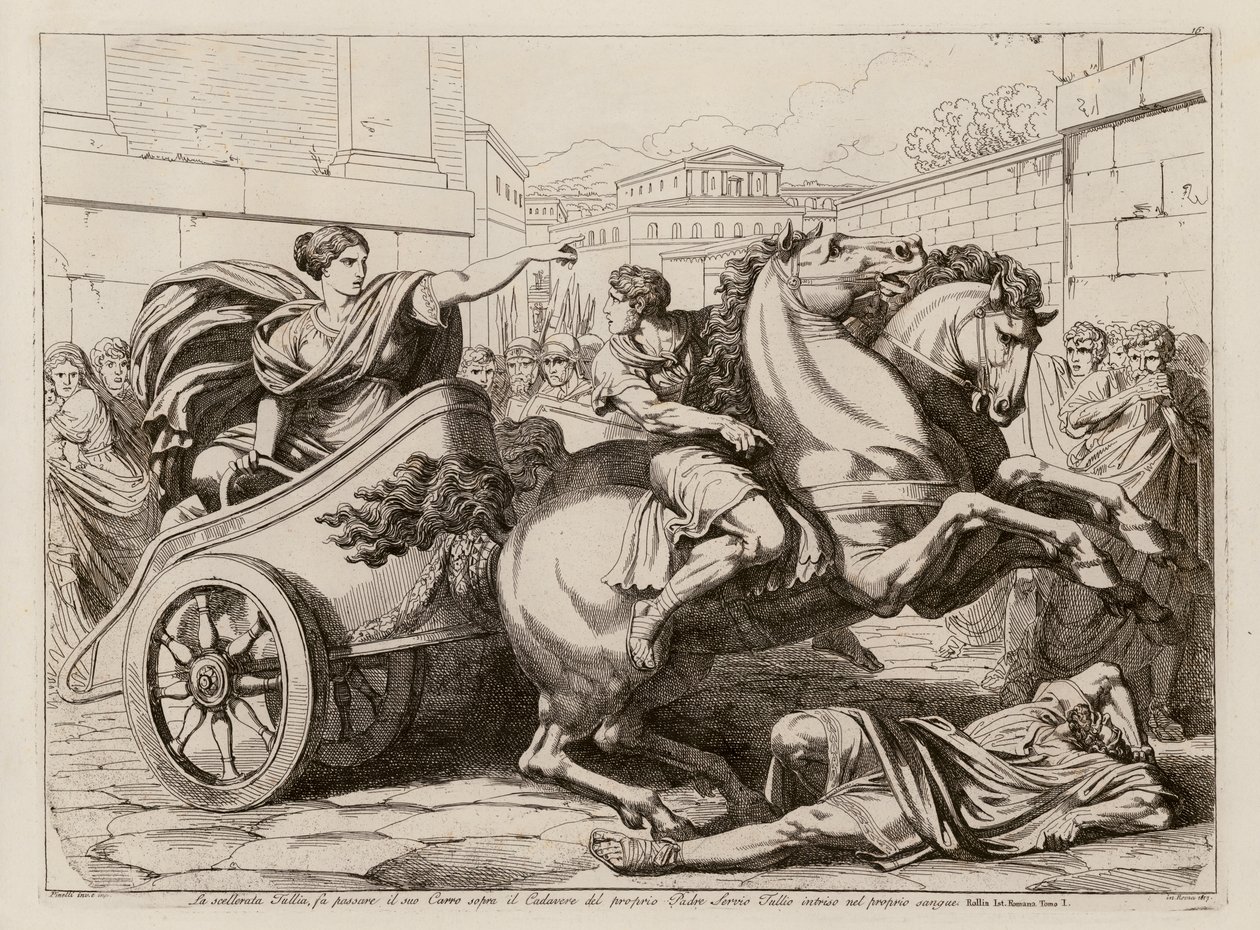 Tullia fährt über den Leichnam ihres Vaters von Bartolomeo Pinelli