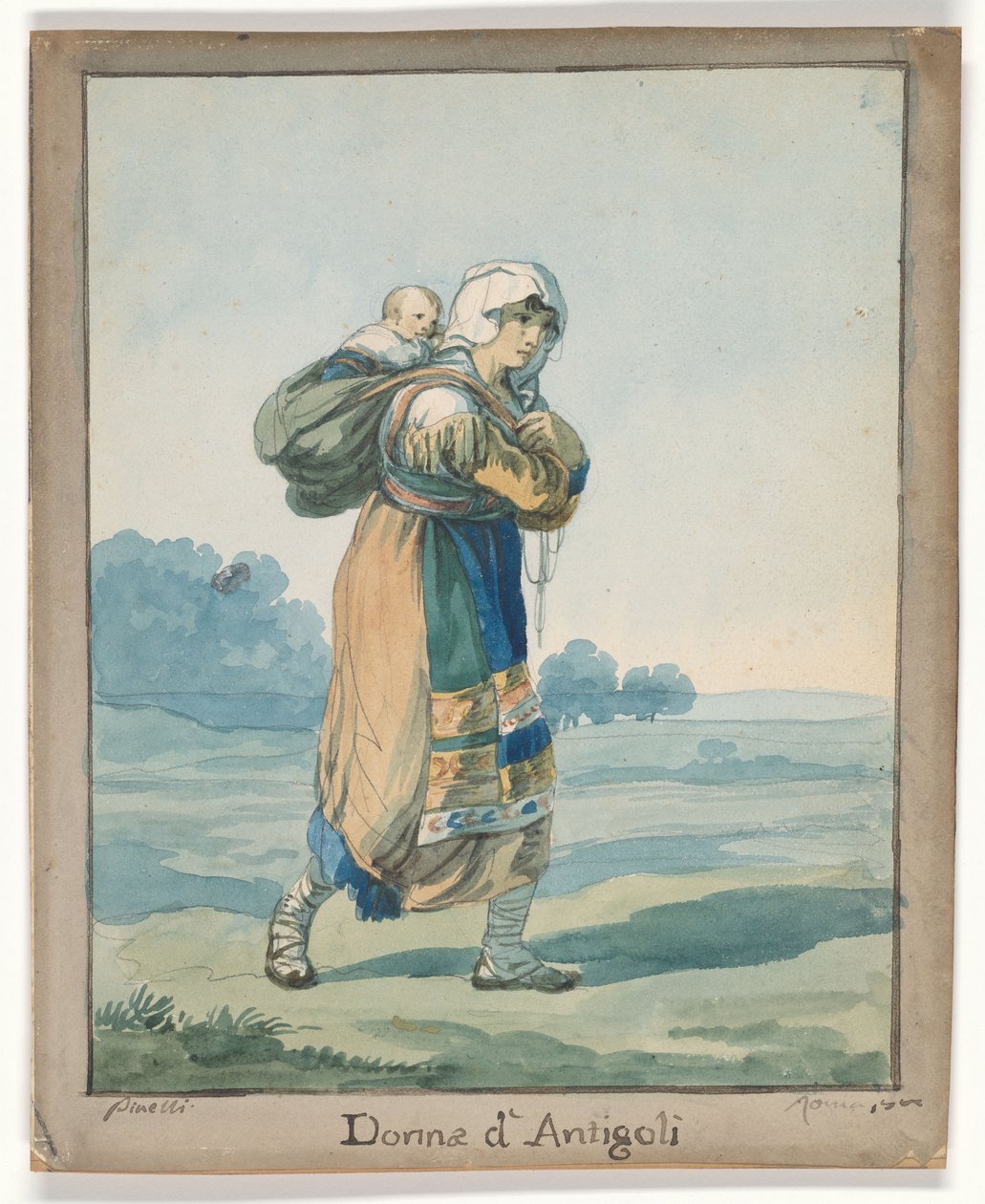 Frau aus Antigoli, Illustration für Römische Kostüme und Bräuche von Bartolomeo Pinelli