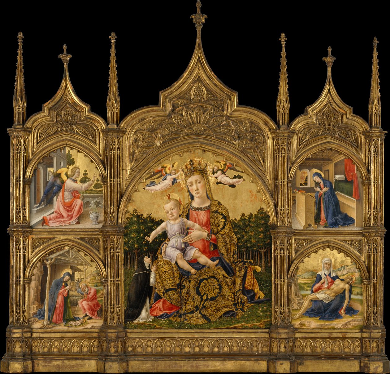 Die Madonna der Demut, die Verkündigung, die Geburt Christi und die Pietà, ca. 1465 von Bartolomeo Vivarini
