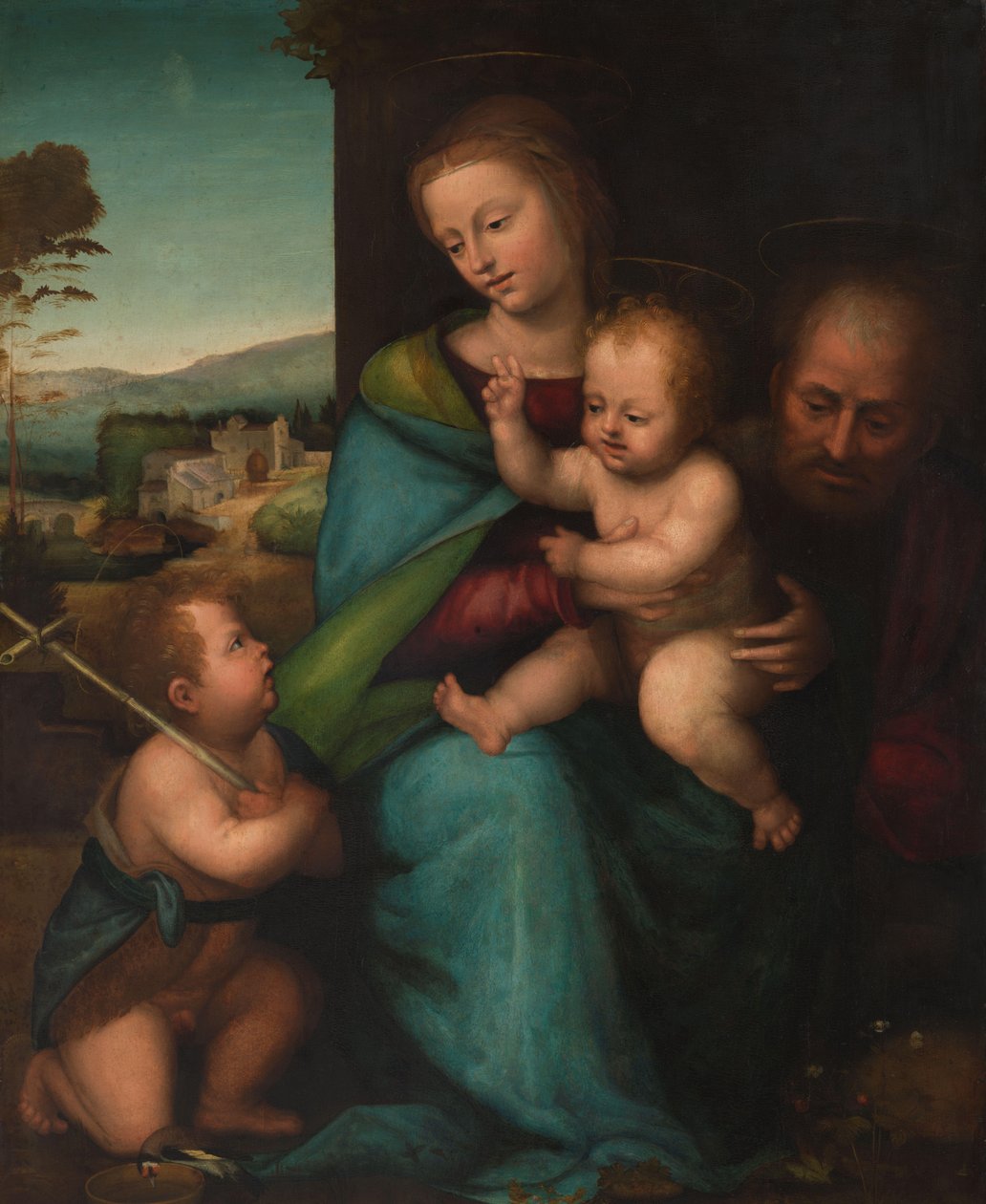 Die Heilige Familie mit dem kleinen Johannes dem Täufer von Bartolommeo (Fra) (circle of)