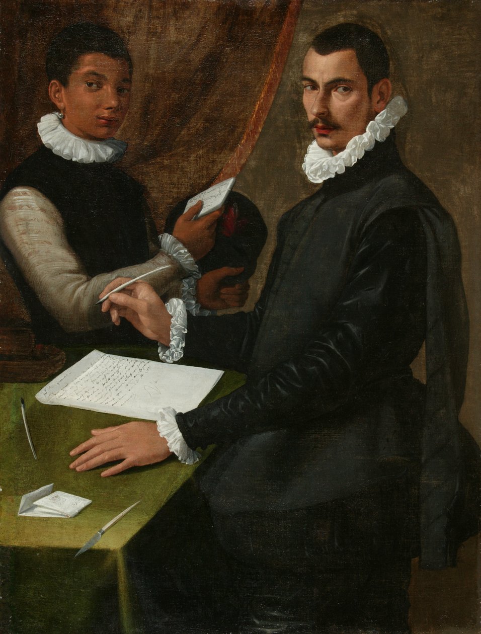 Porträt eines unbekannten Mannes und seines Dieners von Bartolommeo (attr. to) Passerotti