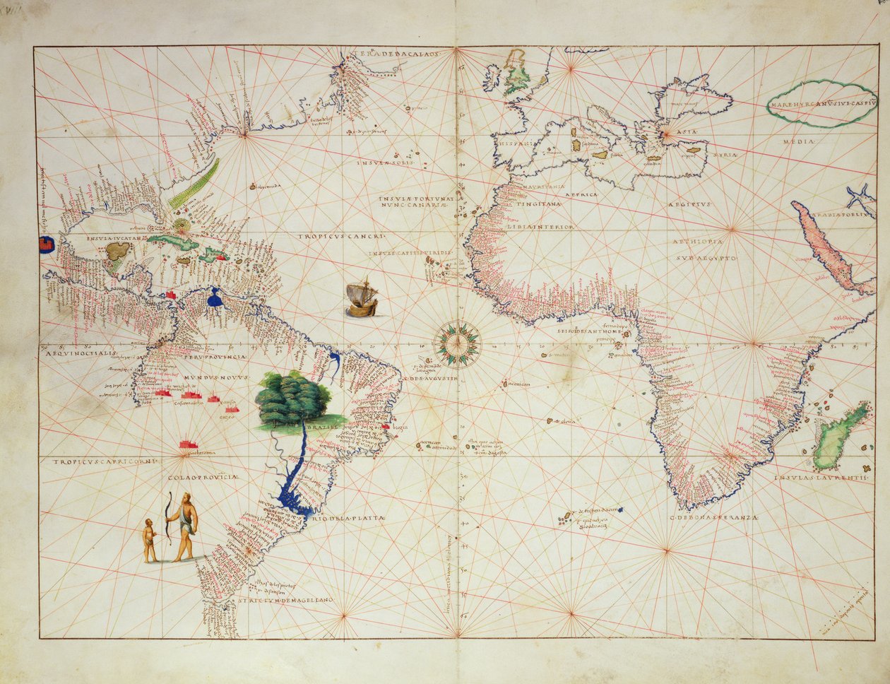 Die Neue Welt, aus einem Atlas der Welt in 33 Karten, Venedig, 1. September 1553 von Battista Agnese
