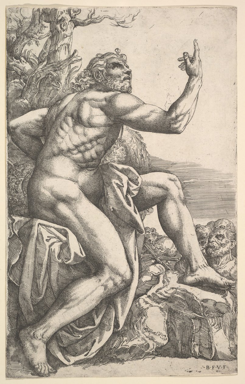 Johannes der Täufer predigt in der Wildnis von Battista Franco Veneziano