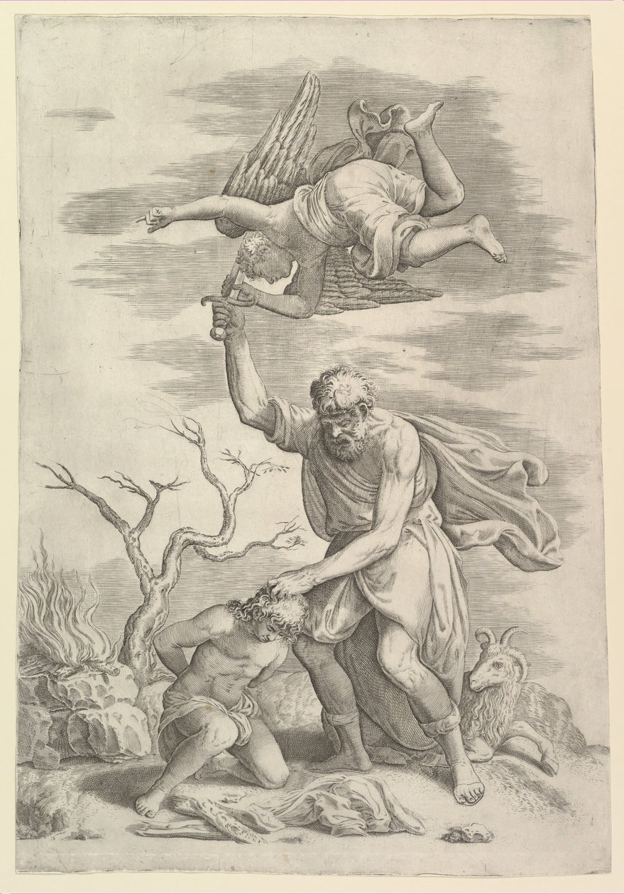 Der Engel hält Abrahams Arm auf von Battista Franco Veneziano