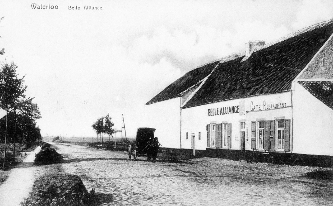 Die Belle Alliance Inn, Hauptquartier Napoleons während der Schlacht von Waterloo, Gedenkpostkarte, ca. 1912 (Fotolitho) von Belgian Photographer