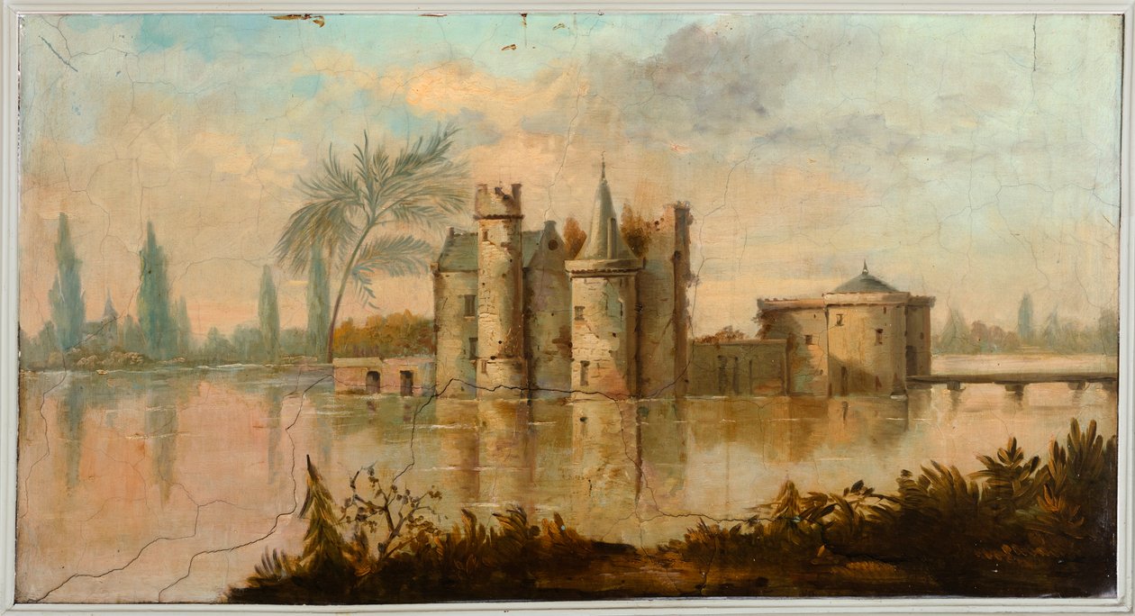 Zweiter Hinterraum, Besprechungsraum, Wandgemälde mit ländlichen Szenen im klassischen Stil, wahrscheinlich um 1810, Szene 4 von Belgian School