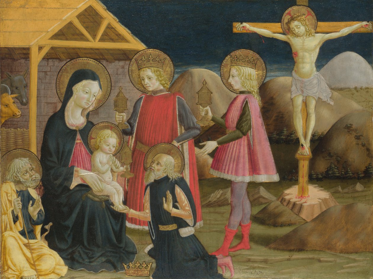 Die Anbetung der Könige und Christus am Kreuz, ca. 1470 von Benedetto Bonfigli