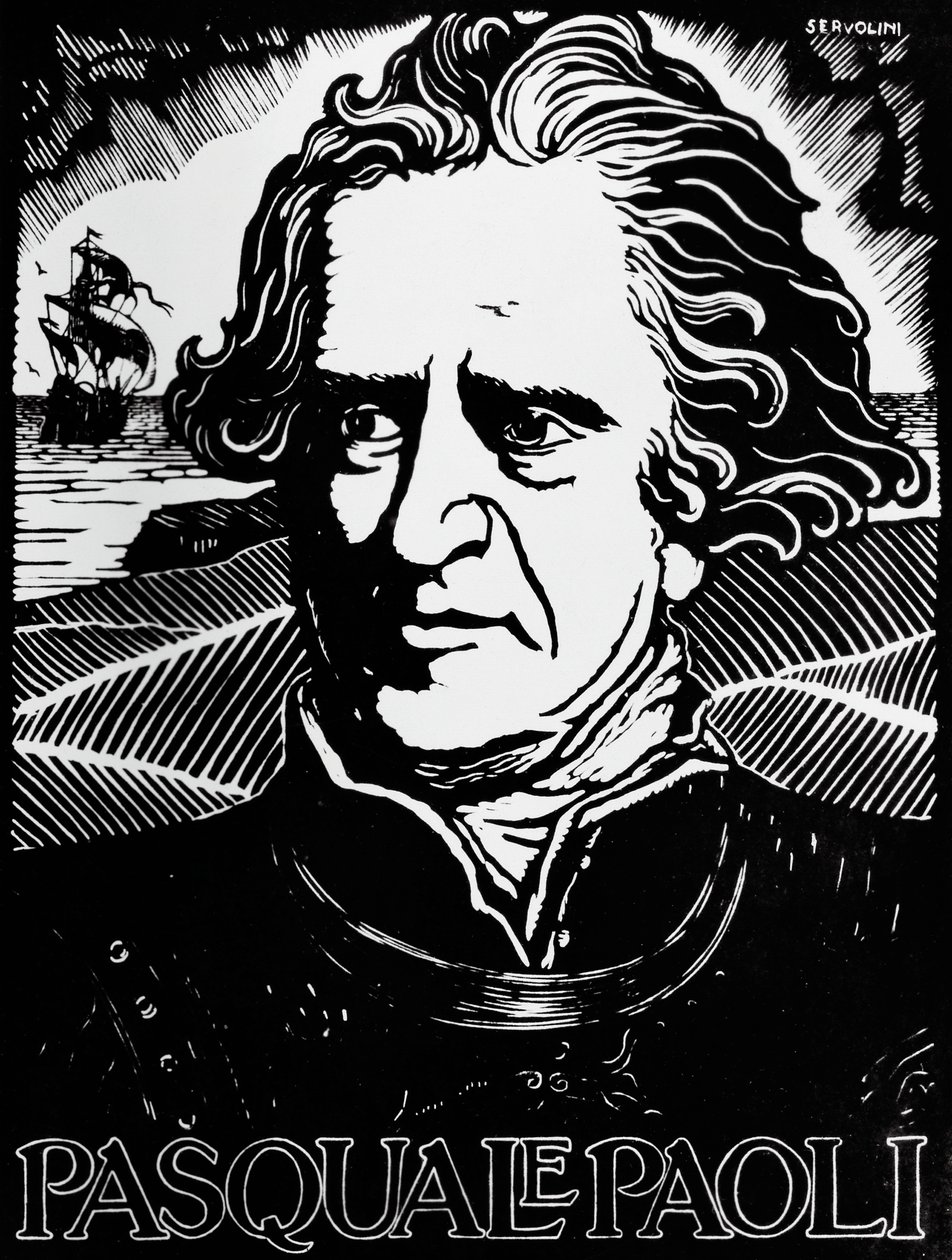 Porträt von Pasquale Paoli, korsischer Staatsmann, General und Patriot (Holzschnitt) von Benedetto Servolini