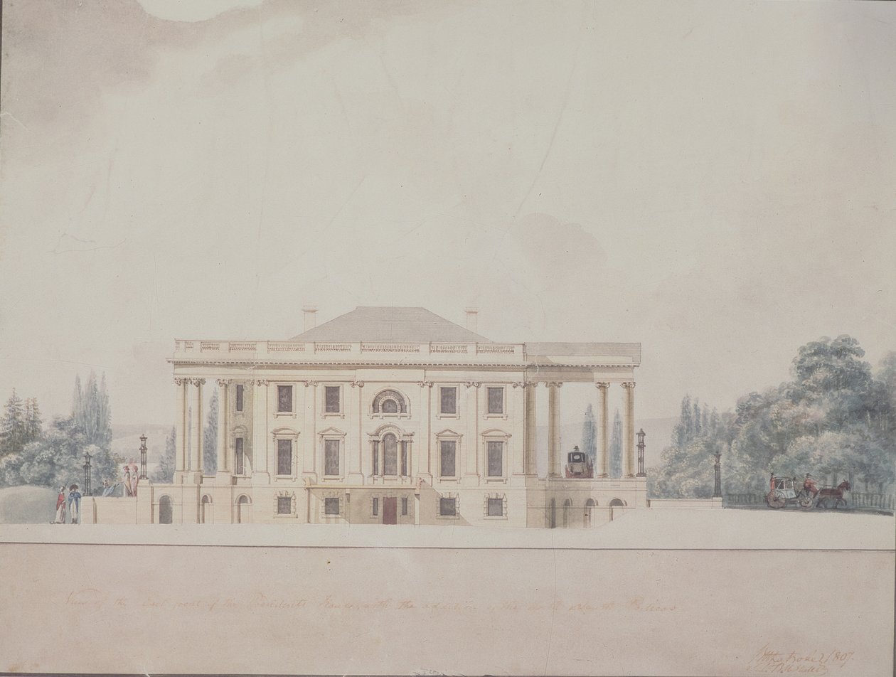 Die Südportikus des Präsidentenhauses, 1807 von Benjamin Henry Latrobe