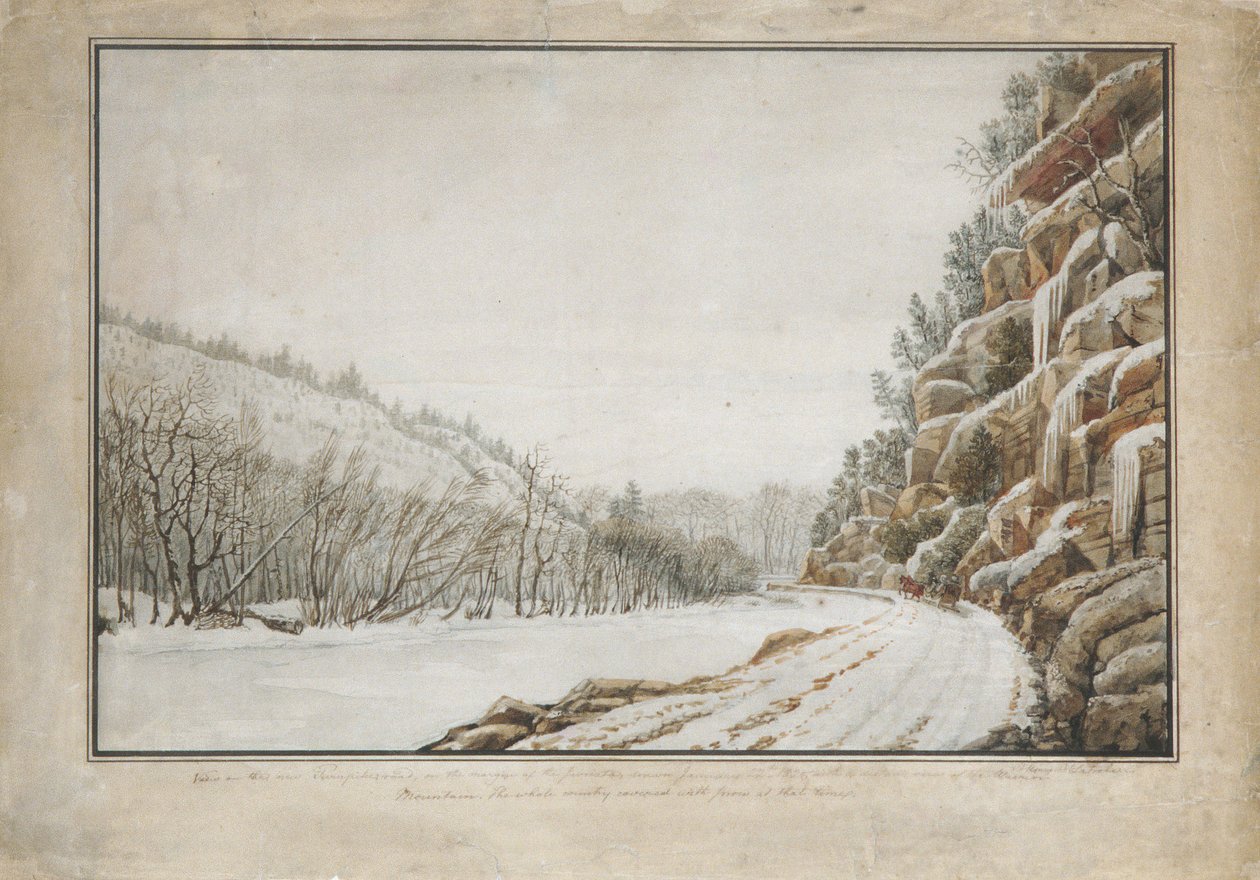 Blick auf die neue Chaussee am Rande der Juniata, mit einer Fernsicht, 1820 von Benjamin Henry Latrobe