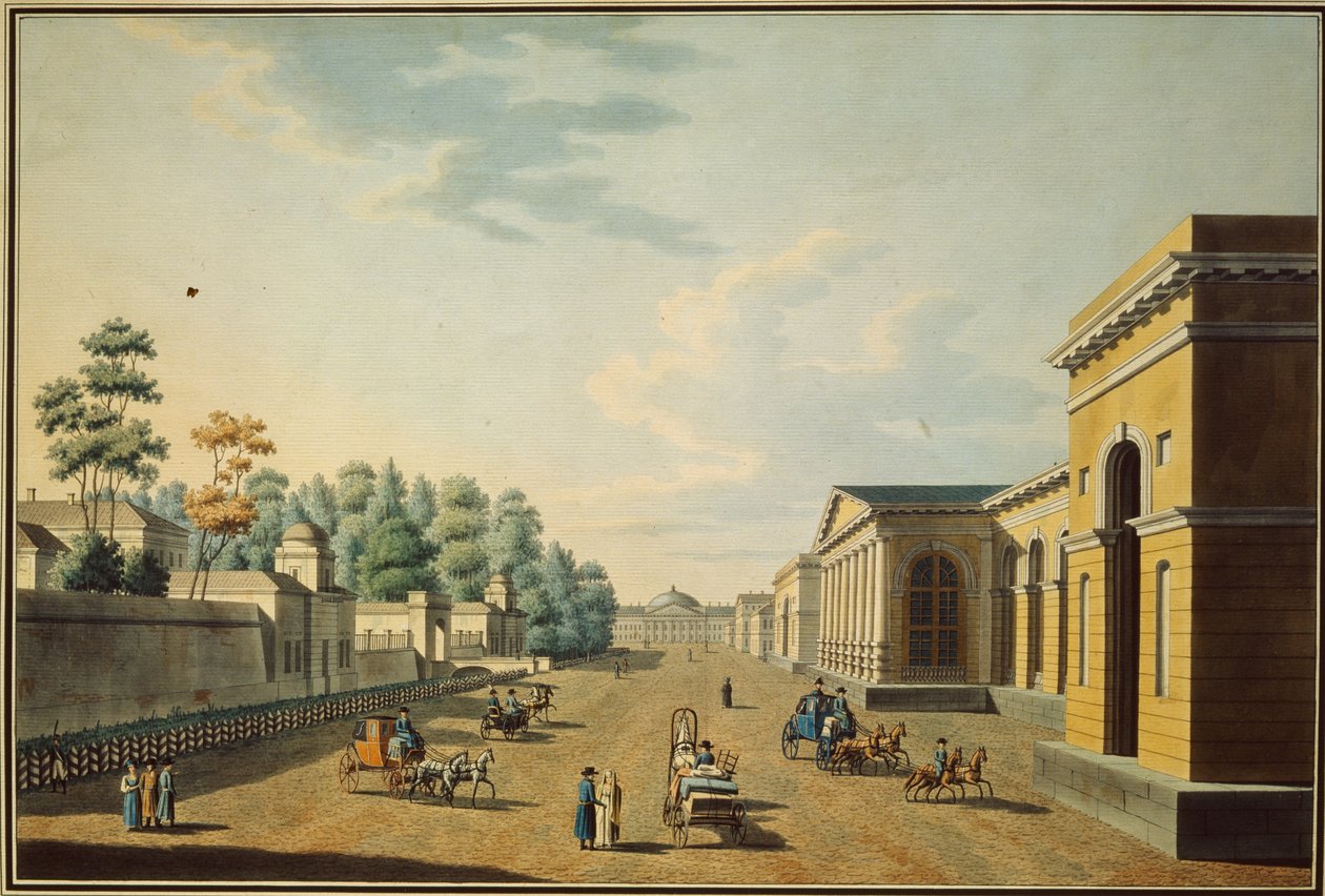 Die Kaserne der Chevalier-Garde vom Taurischen Garten aus gesehen, 1800er Jahre von Benjamin Paterssen