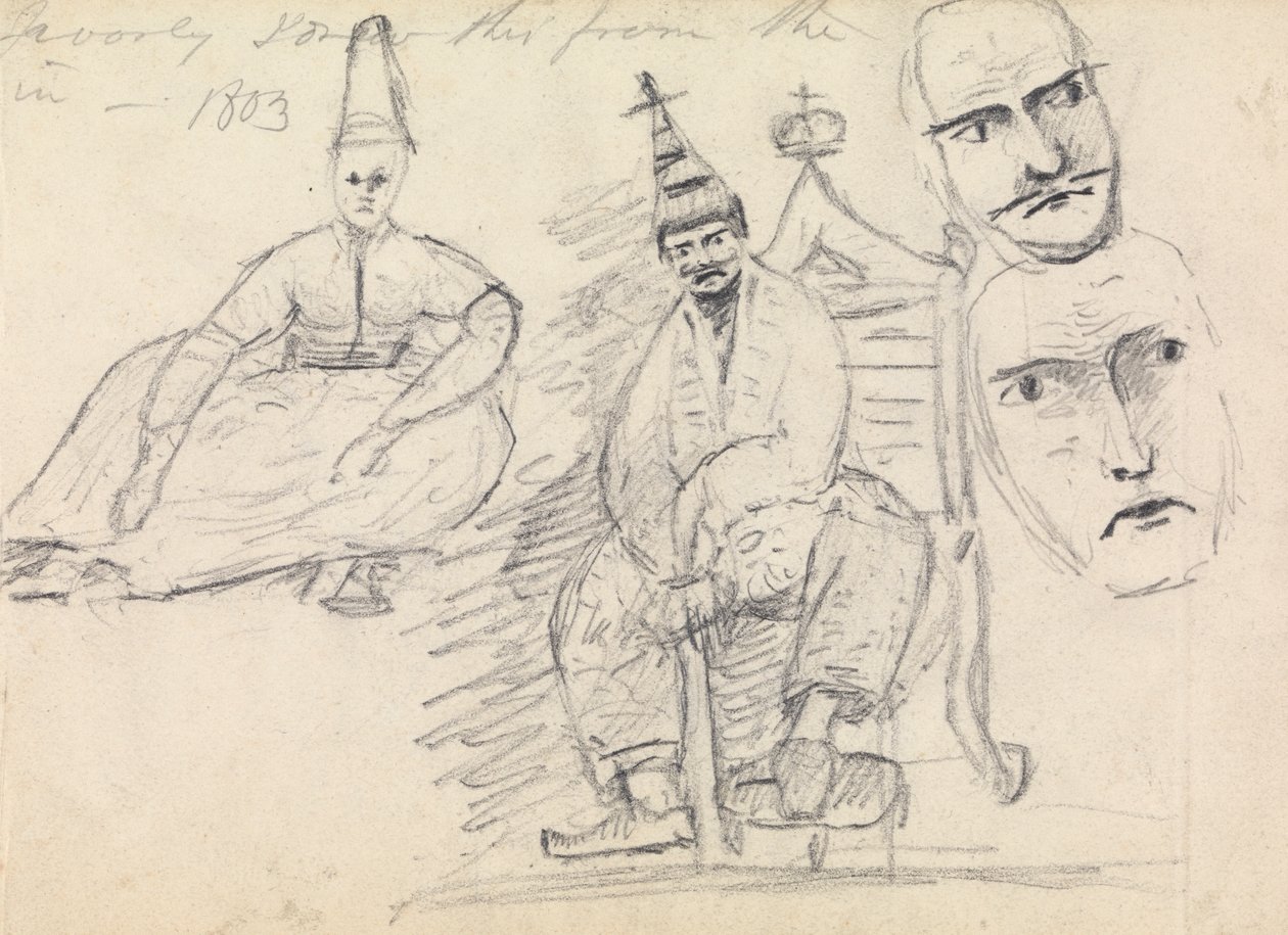 Studie von zwei sitzenden Männern in ihrer traditionellen Tracht von Benjamin Robert Haydon