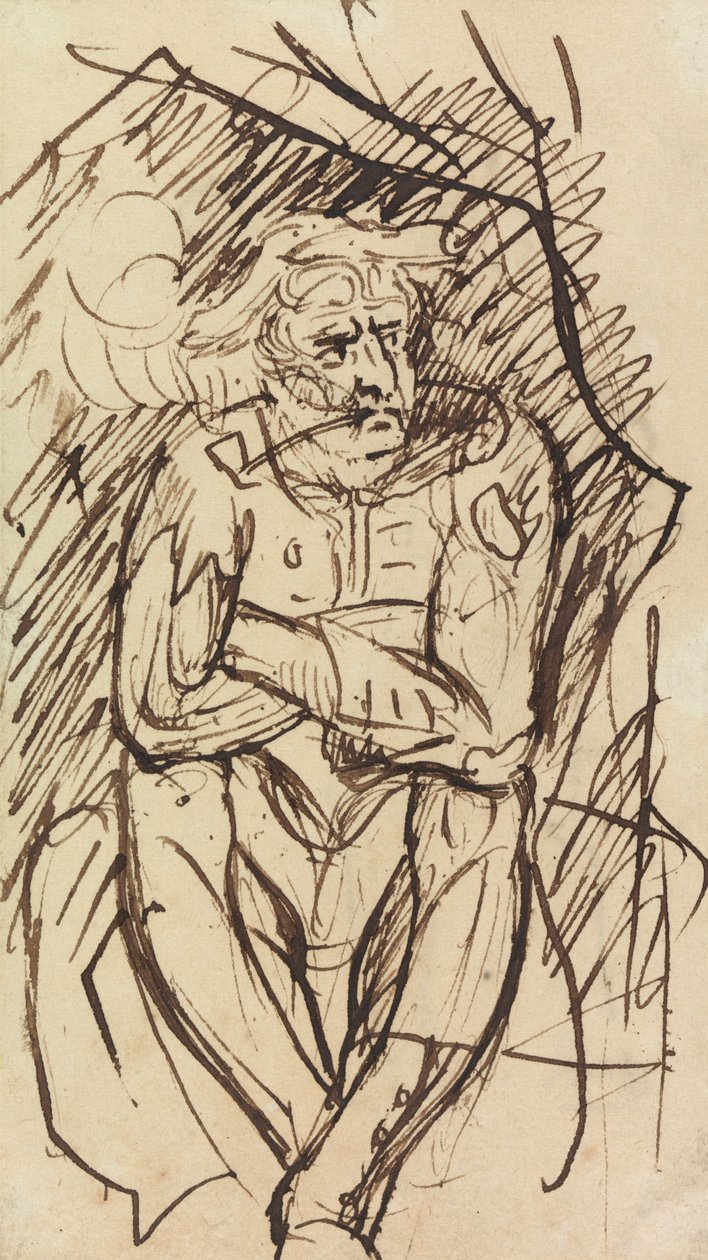 Studie eines sitzenden Mannes, der eine Pfeife raucht von Benjamin Robert Haydon